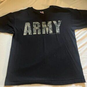 Vintage US ARMY Bayside T Shirt Size Large Digital Camo Graphic Made In USA Tee